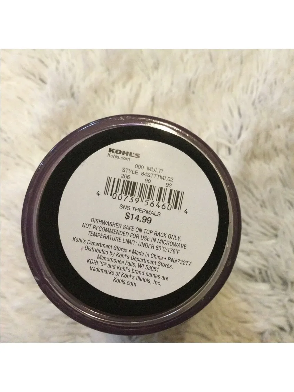 Kohl’s On The Go thermal design travel cup with screw on lid plastic BPA…